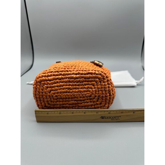 Michael Kors Quinn Extra Small North South Straw Tote Orange Punch 32S5GQNC0W - Picture 14 of 16